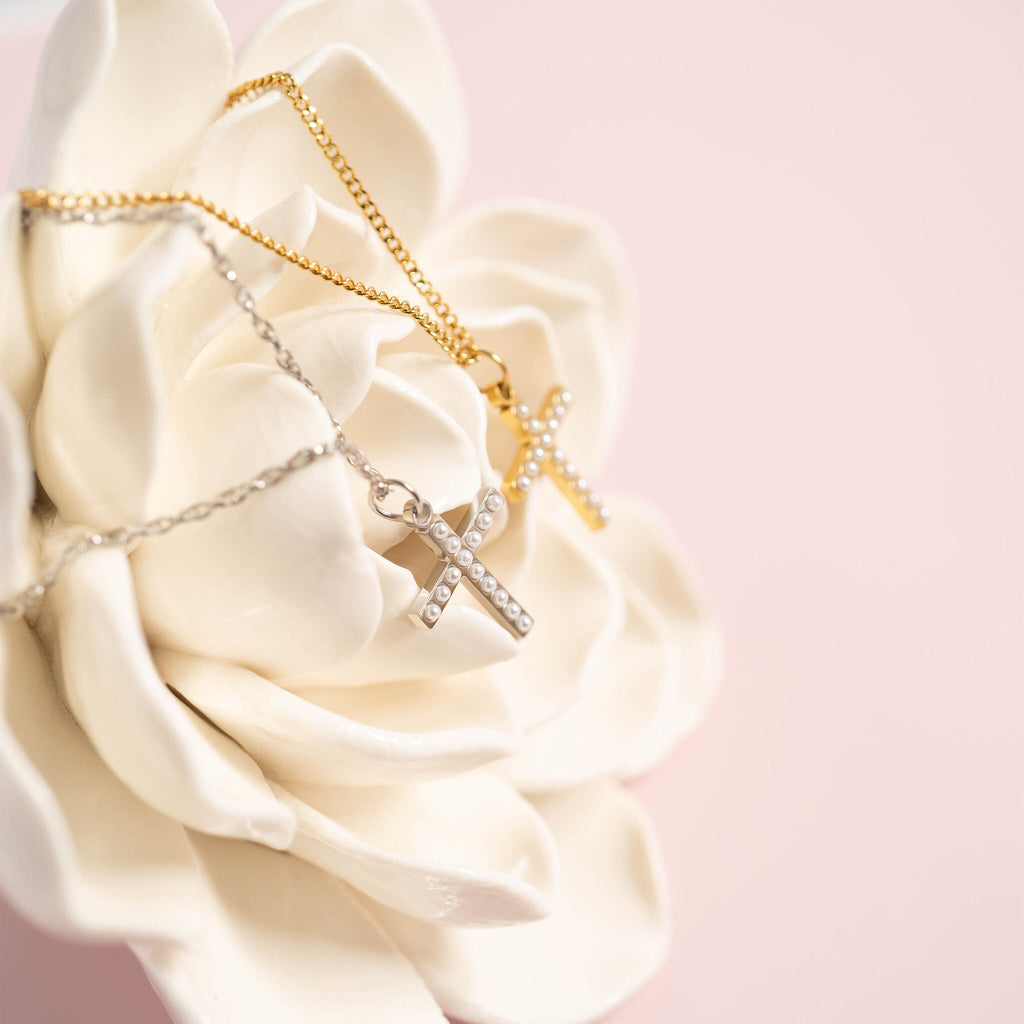 Pearl Cross Charm