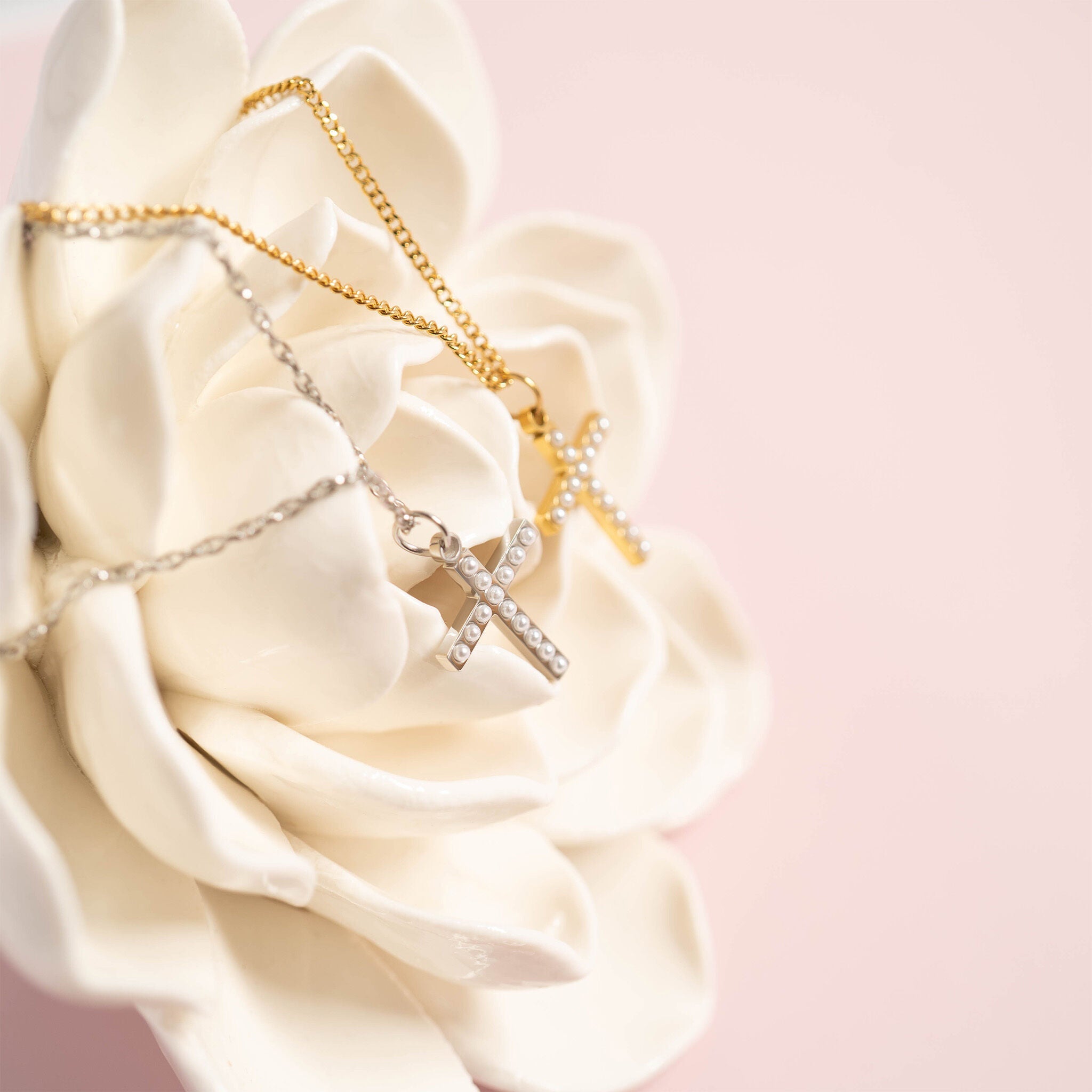 Pearl Cross Charm