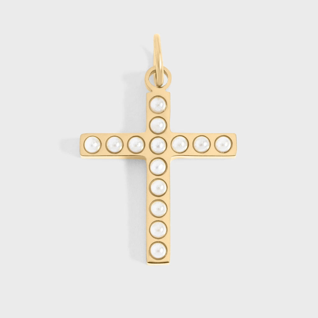 Pearl Cross Charm