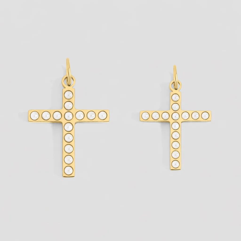 Pearl Cross Charm