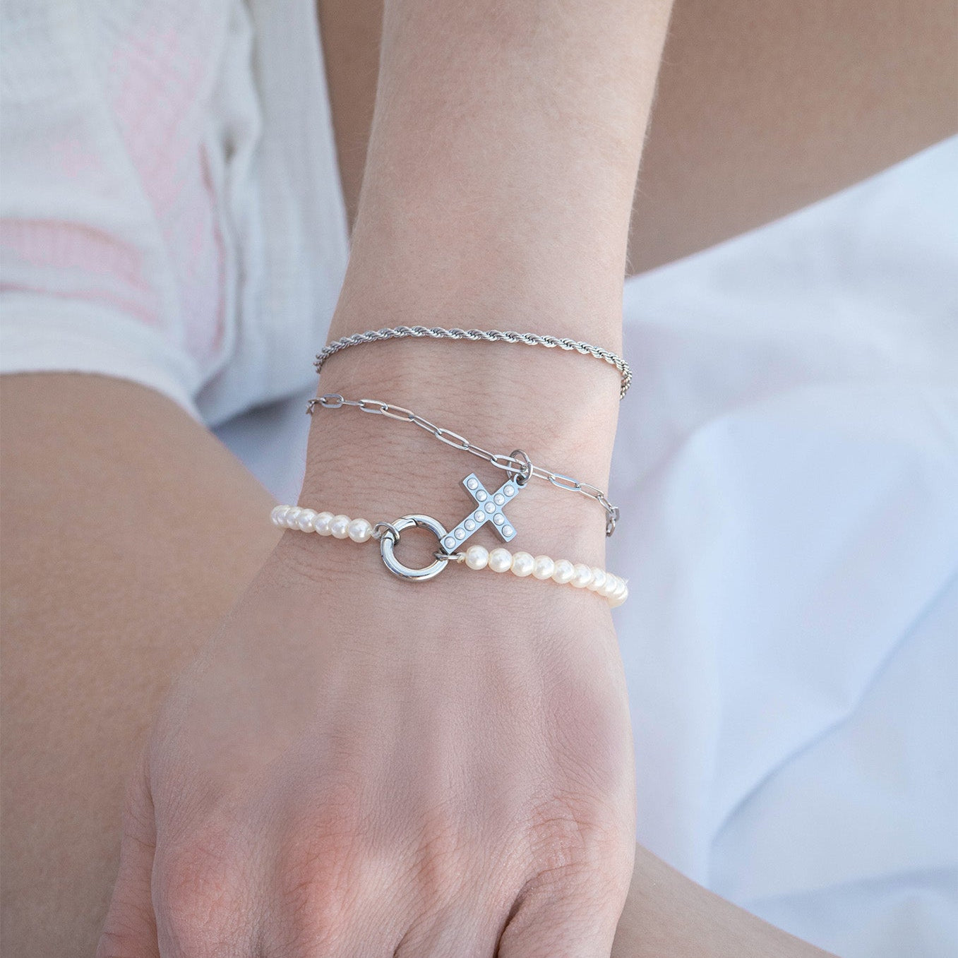 Pearl Charm Holder Bracelet