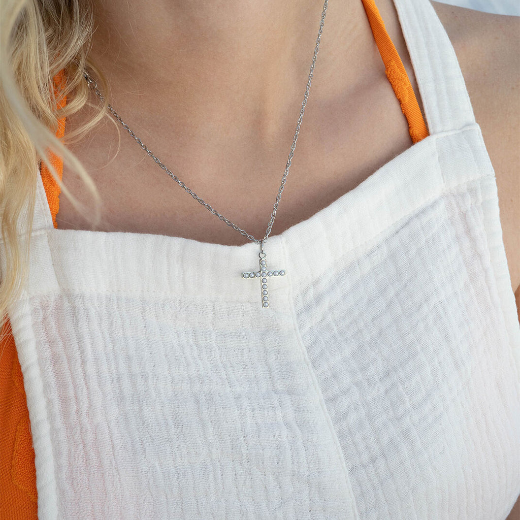 Pearl Cross Charm