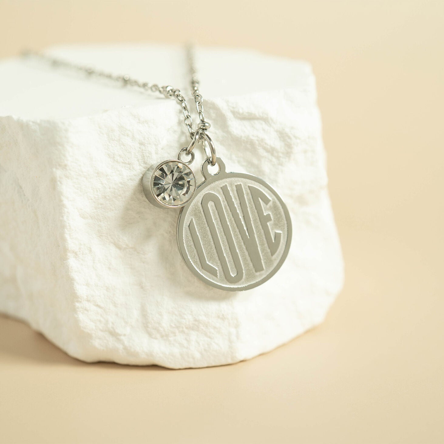 Round Silver Birthstone Charm