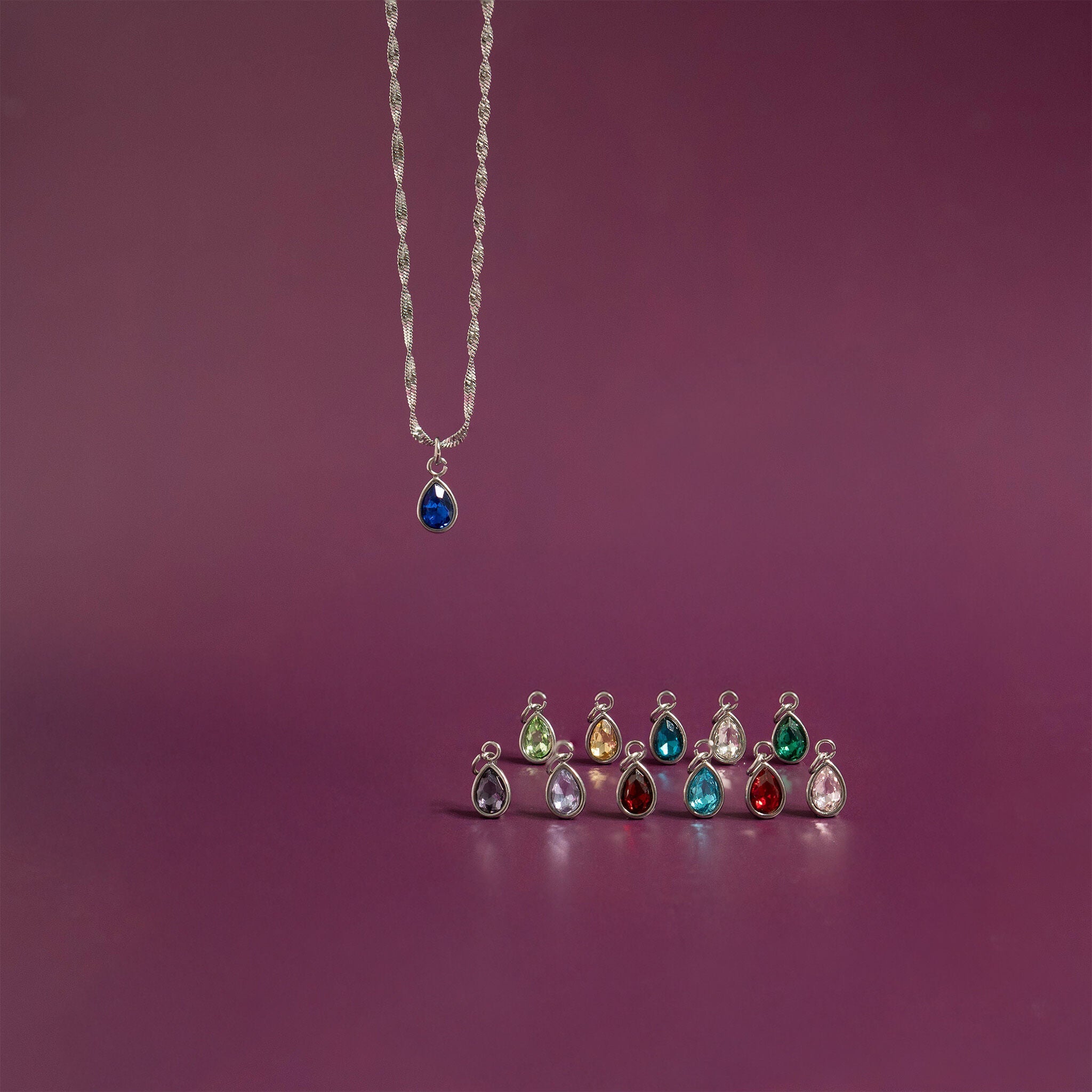 Teardrop Birthstone Charm