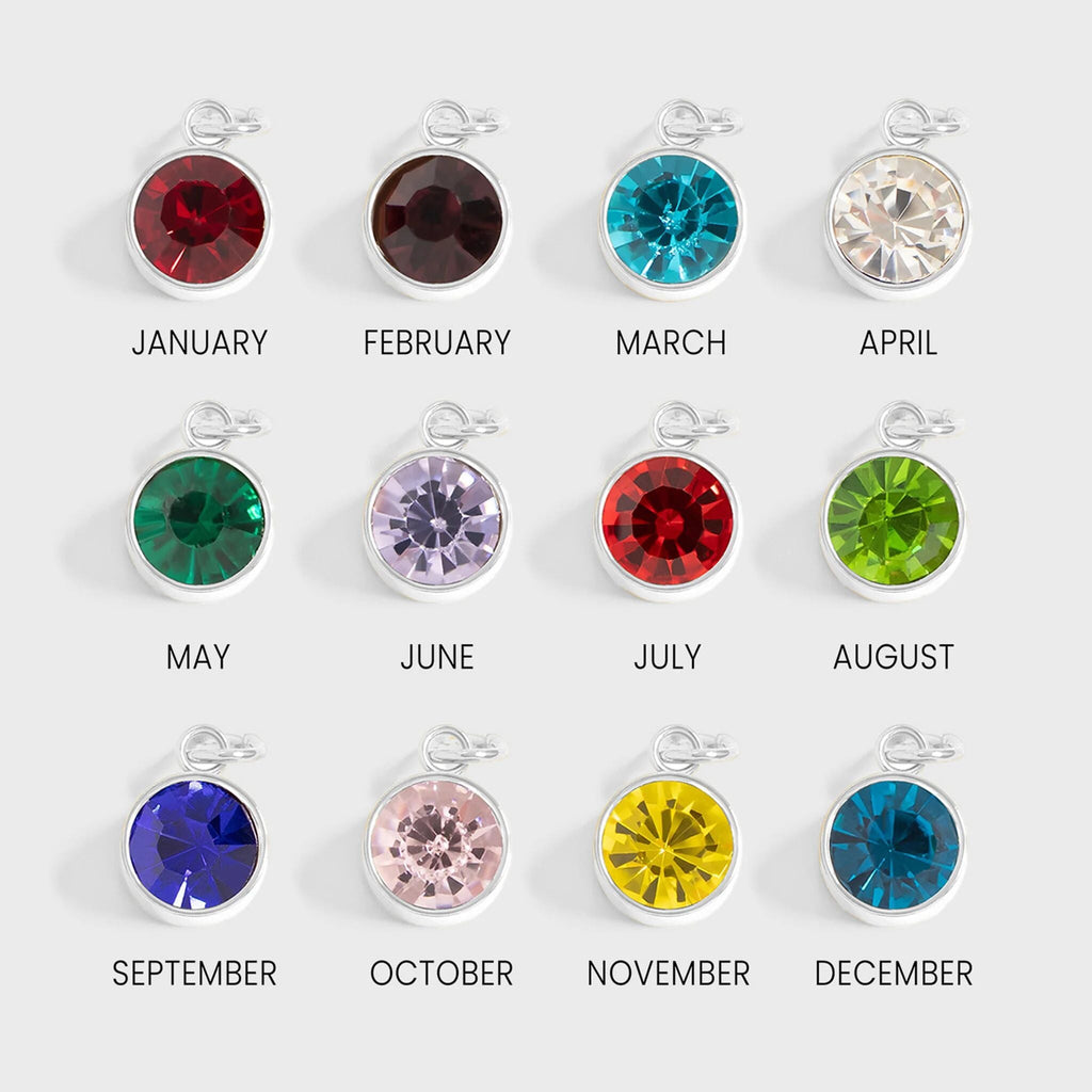 Round Silver Birthstone Charm