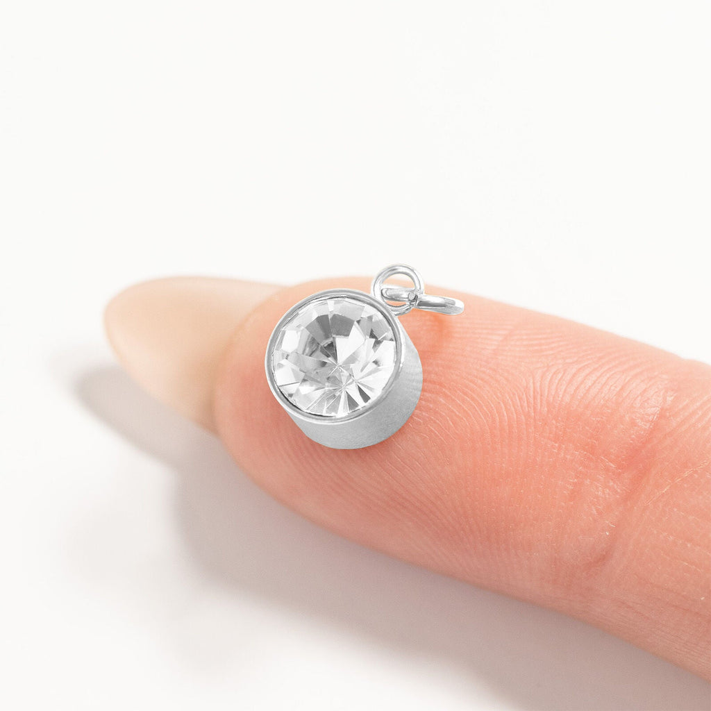Round Silver Birthstone Charm