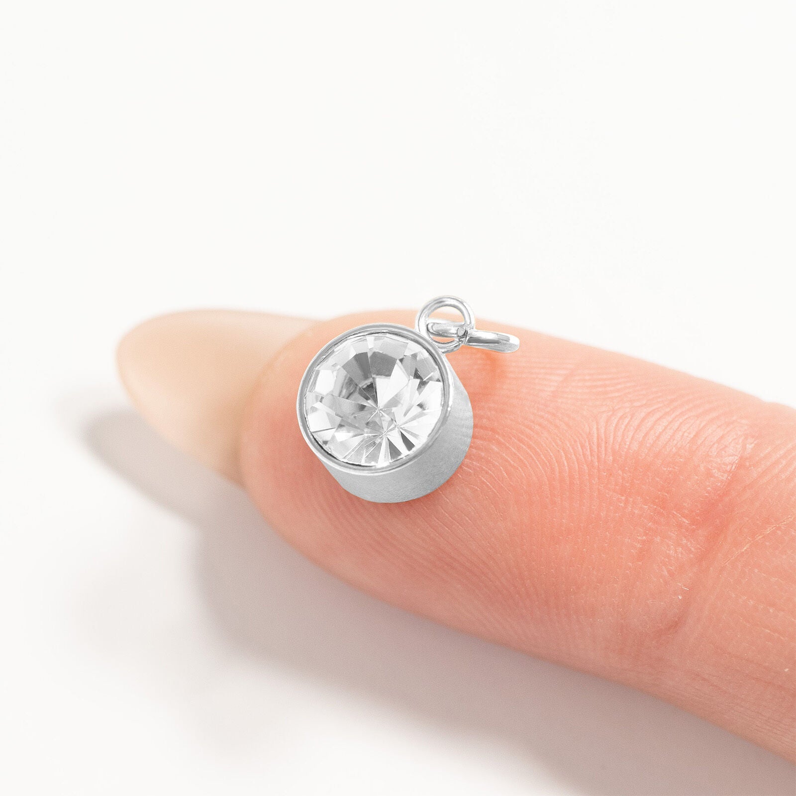 Round Silver Birthstone Charm