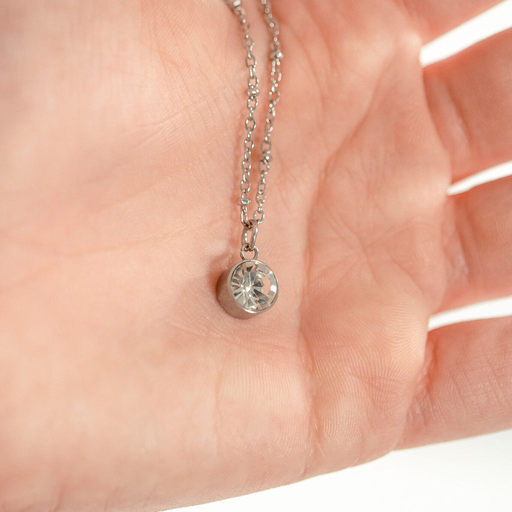 Round Silver Birthstone Charm