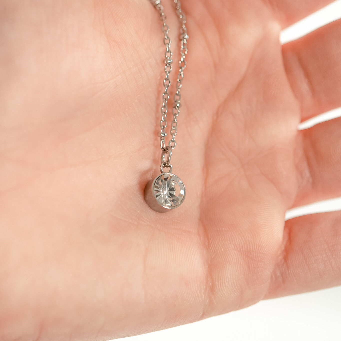 Round Silver Birthstone Charm