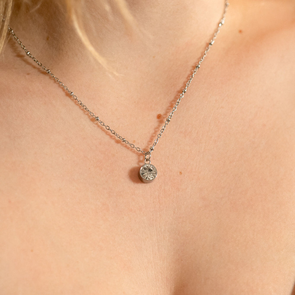 Round Silver Birthstone Charm