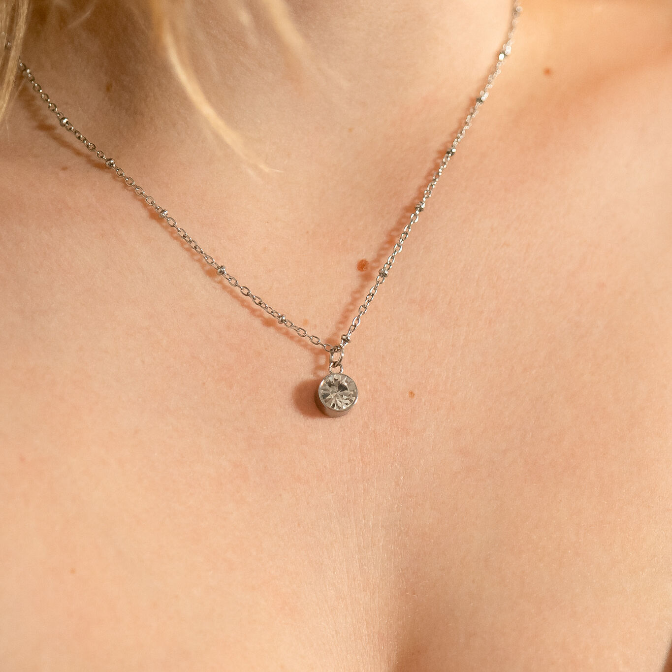 Round Silver Birthstone Charm