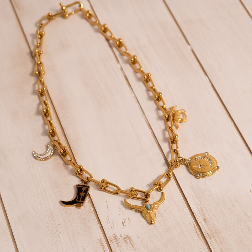 Stone Moon And Star Pendant