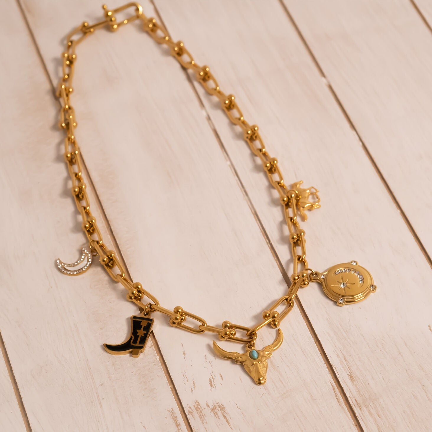 Stone Moon And Star Pendant