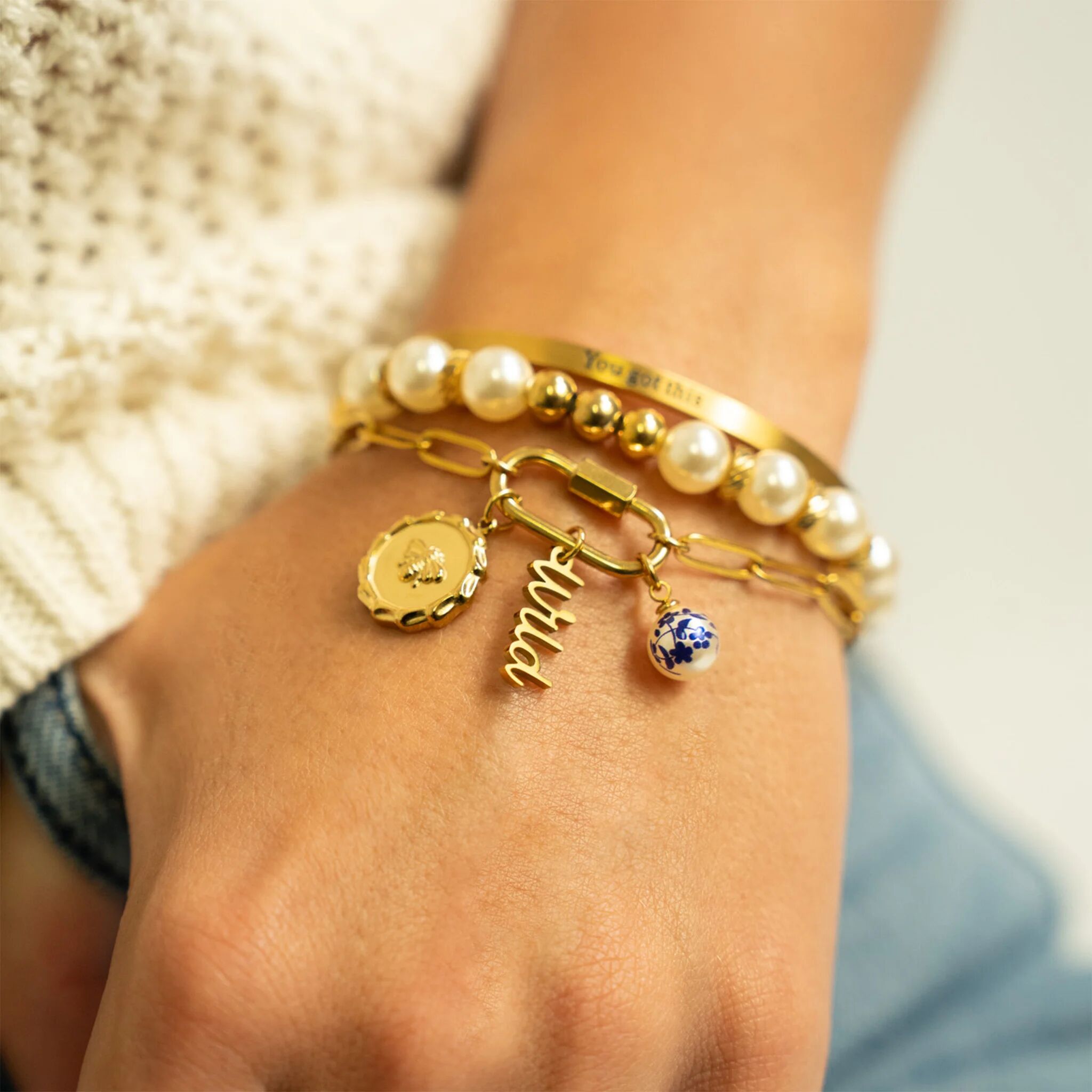 Alternating Satellite Pearl Beaded Bracelet