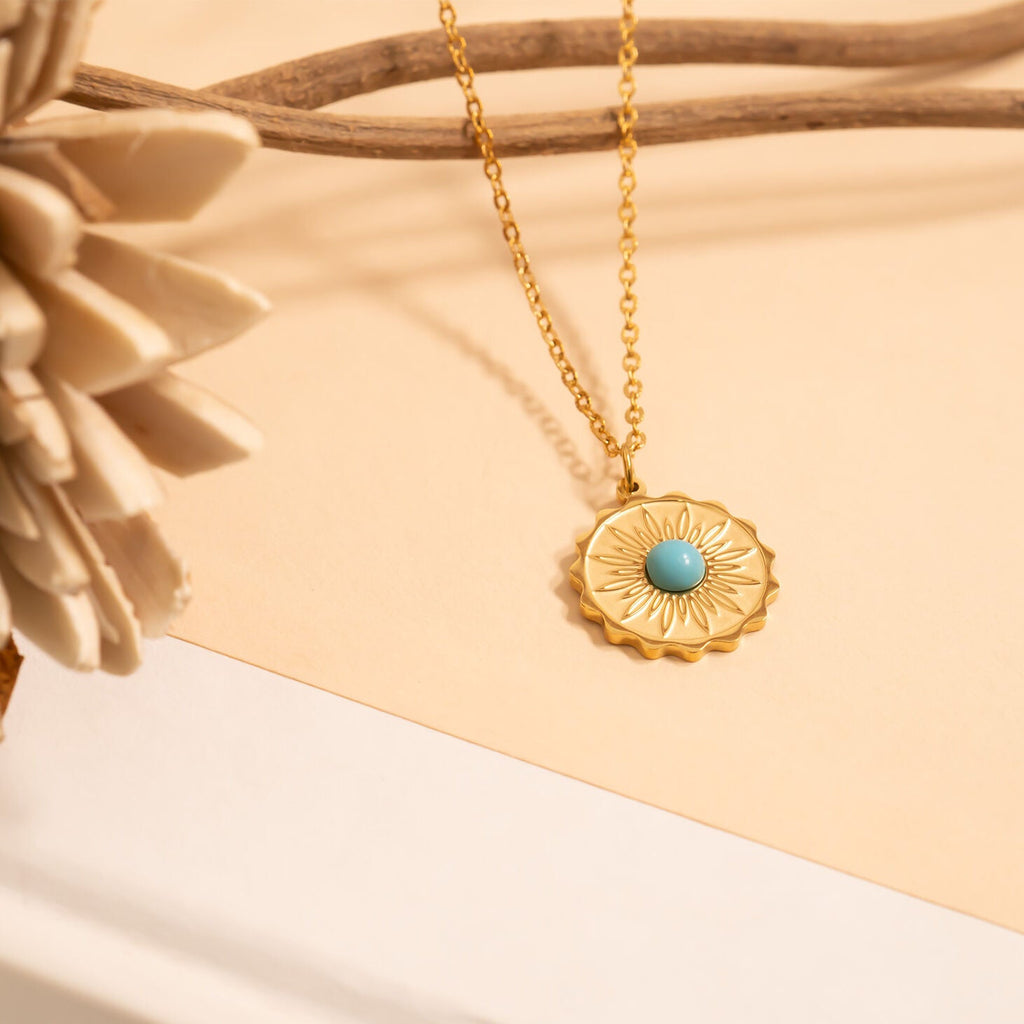 Flower Turquoise Center Pendant