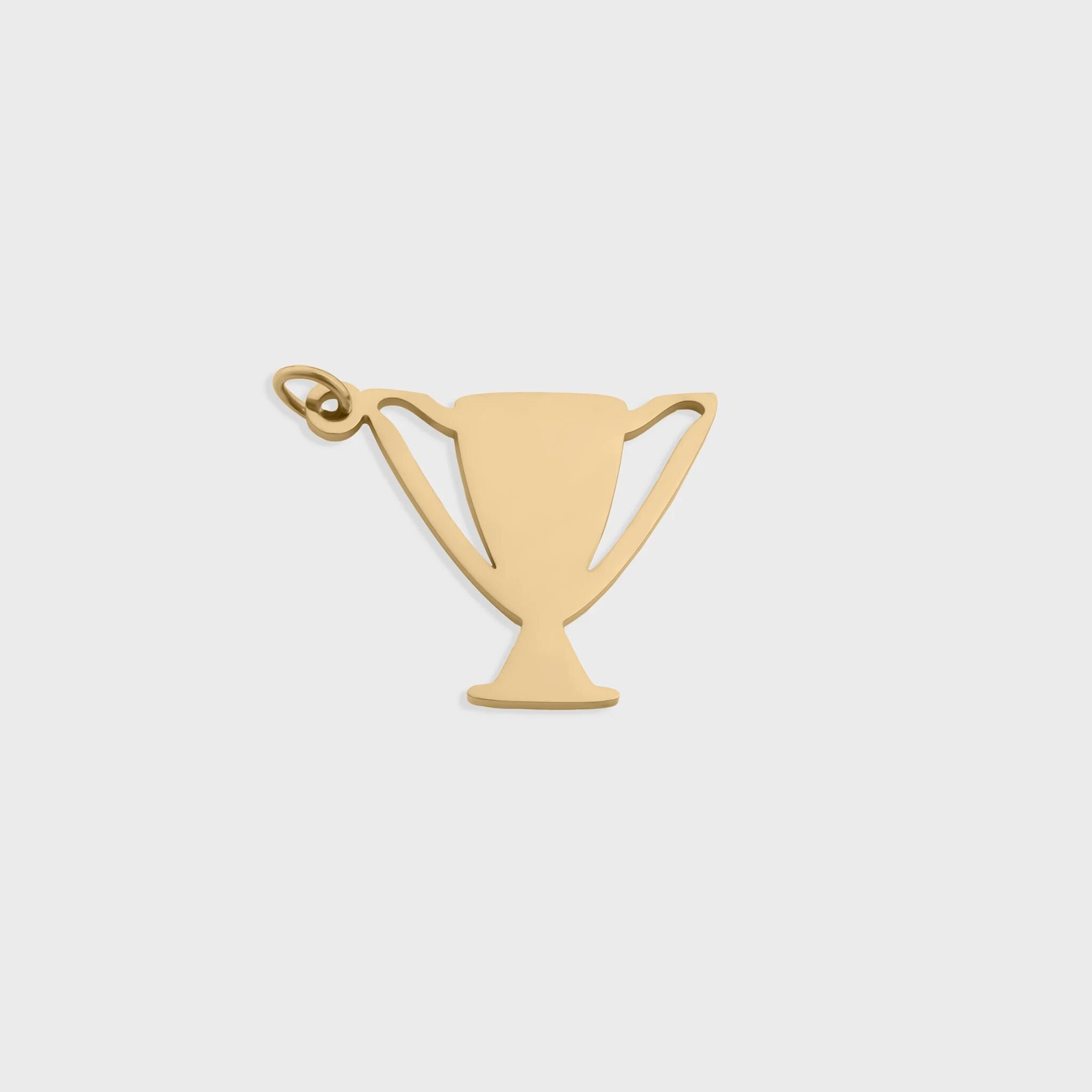 Gold trophy-shaped pendant on a light gray background