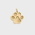 Gold paw print pendant on a light gray background