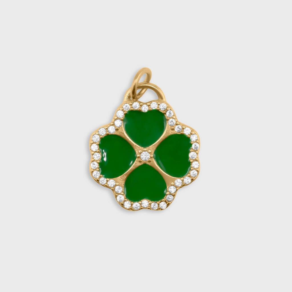 CZ Four Leaf Clover Charm- gold main 