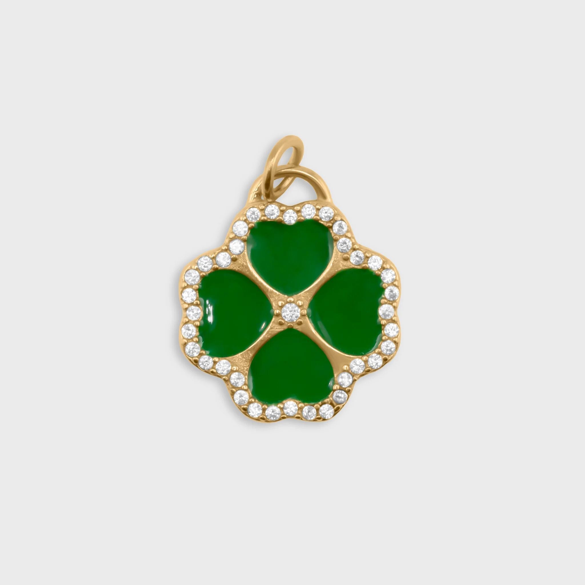 CZ Four Leaf Clover Charm- gold main 