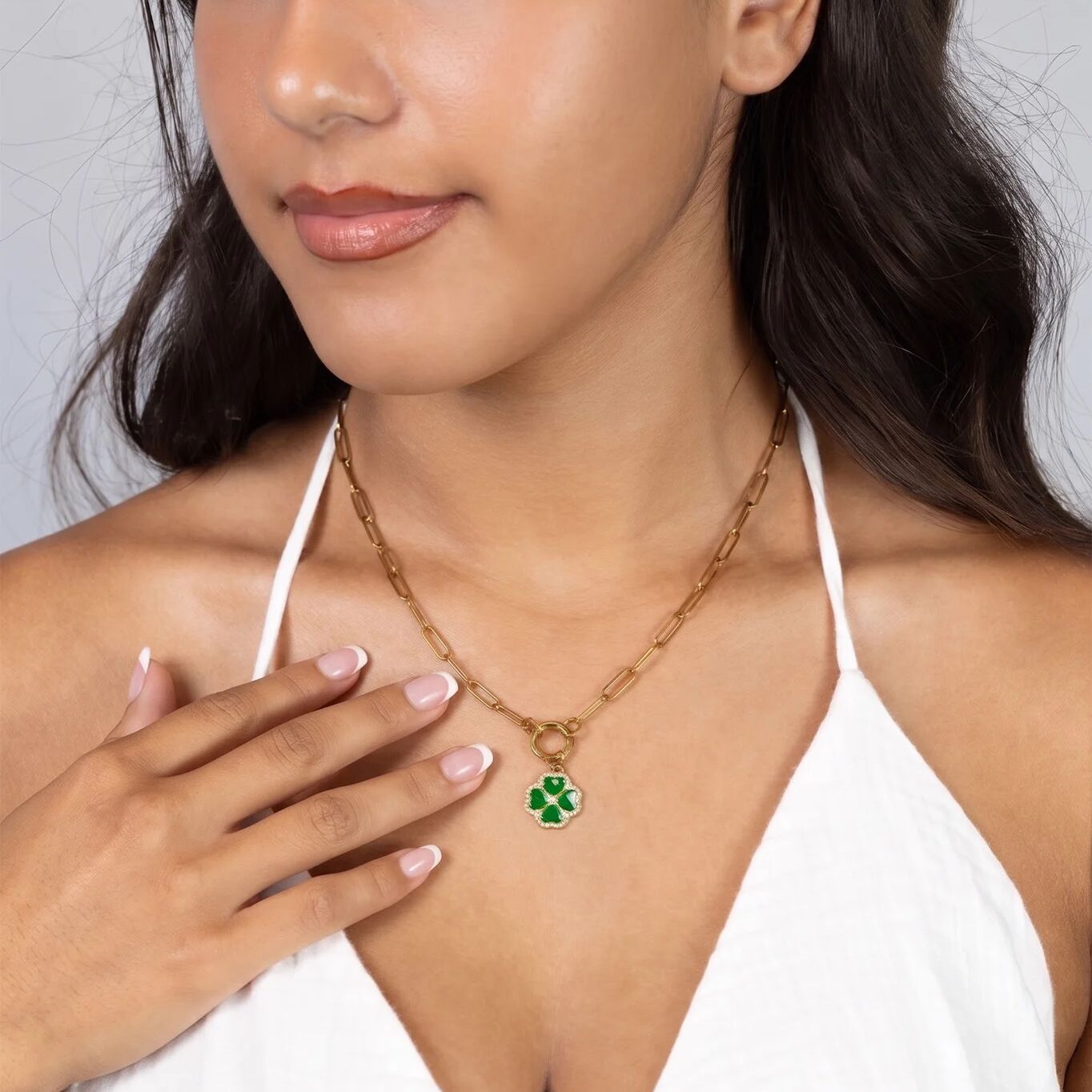 CZ Four Leaf Clover Charm- gold model 