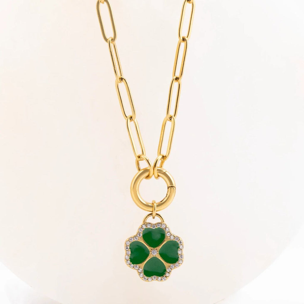 CZ Four Leaf Clover Charm- gold studio 