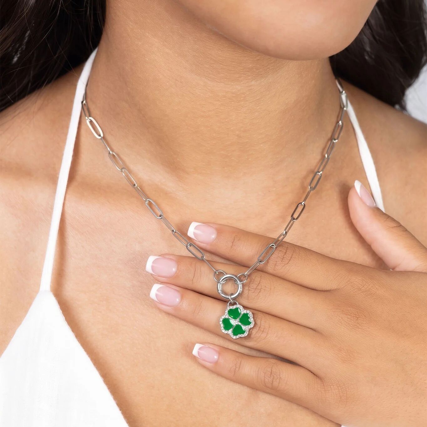 CZ Four Leaf Clover Charm- silver model 