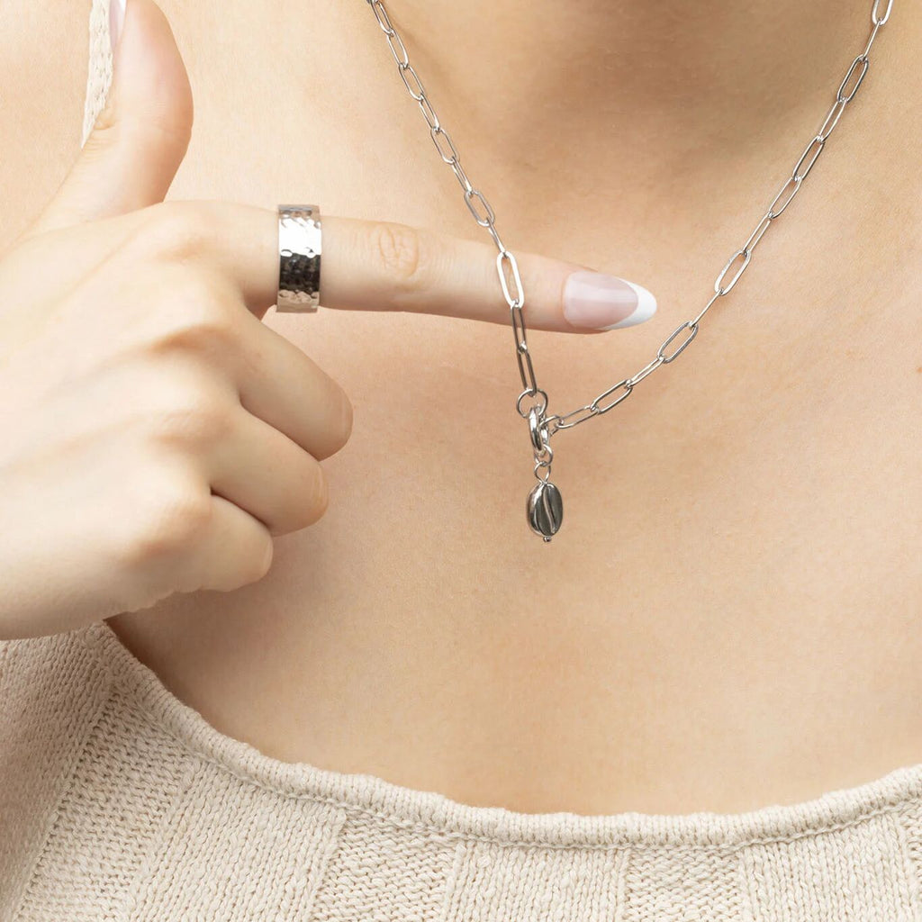 Coffee Bean Charm- silver model 