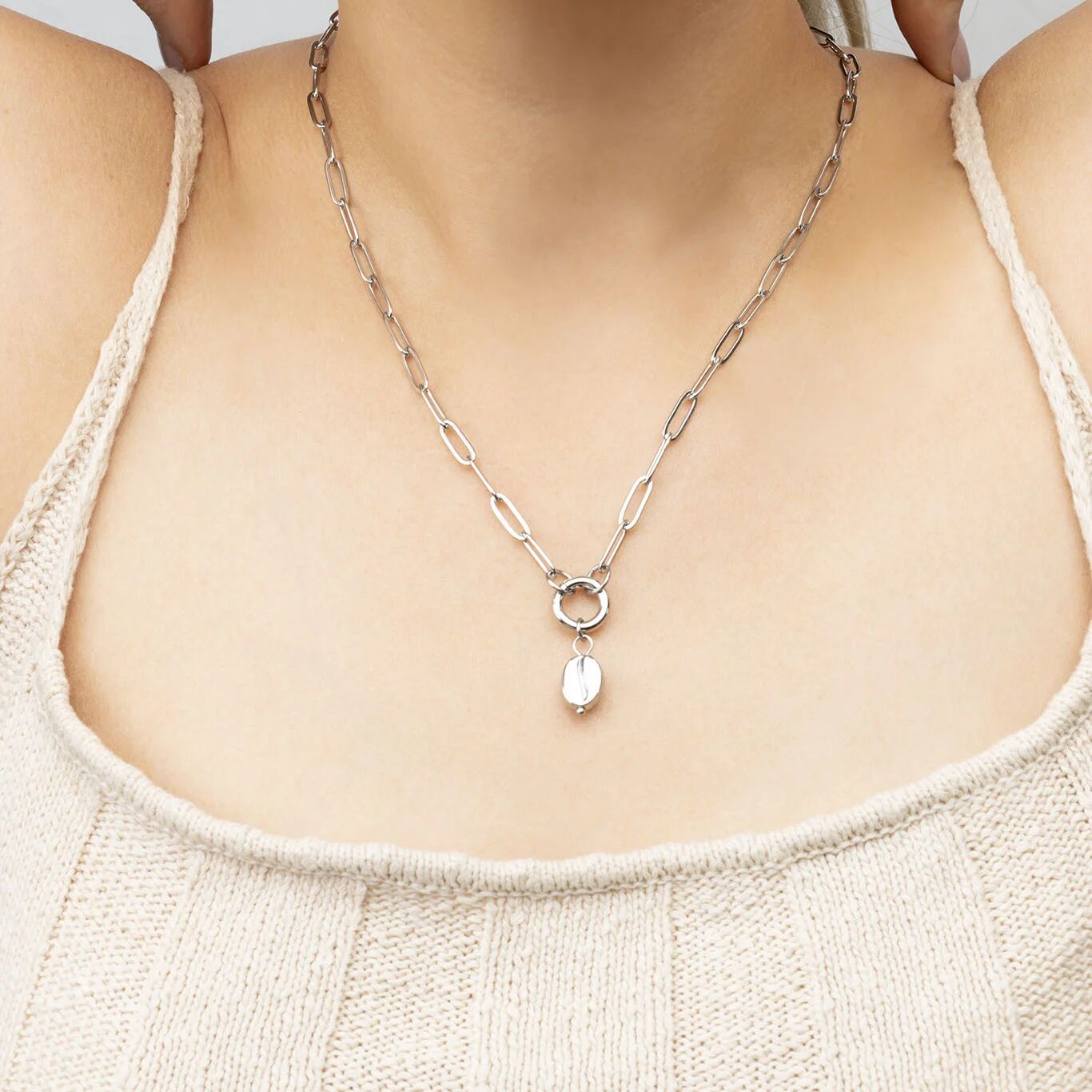 Coffee Bean Charm- silver model 