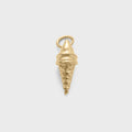 Gold ice cream cone-shaped pendant on a light gray background