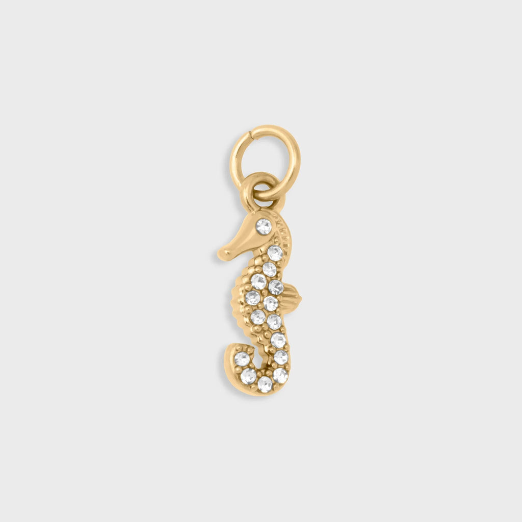 CZ Seahorse Charm- gold main 