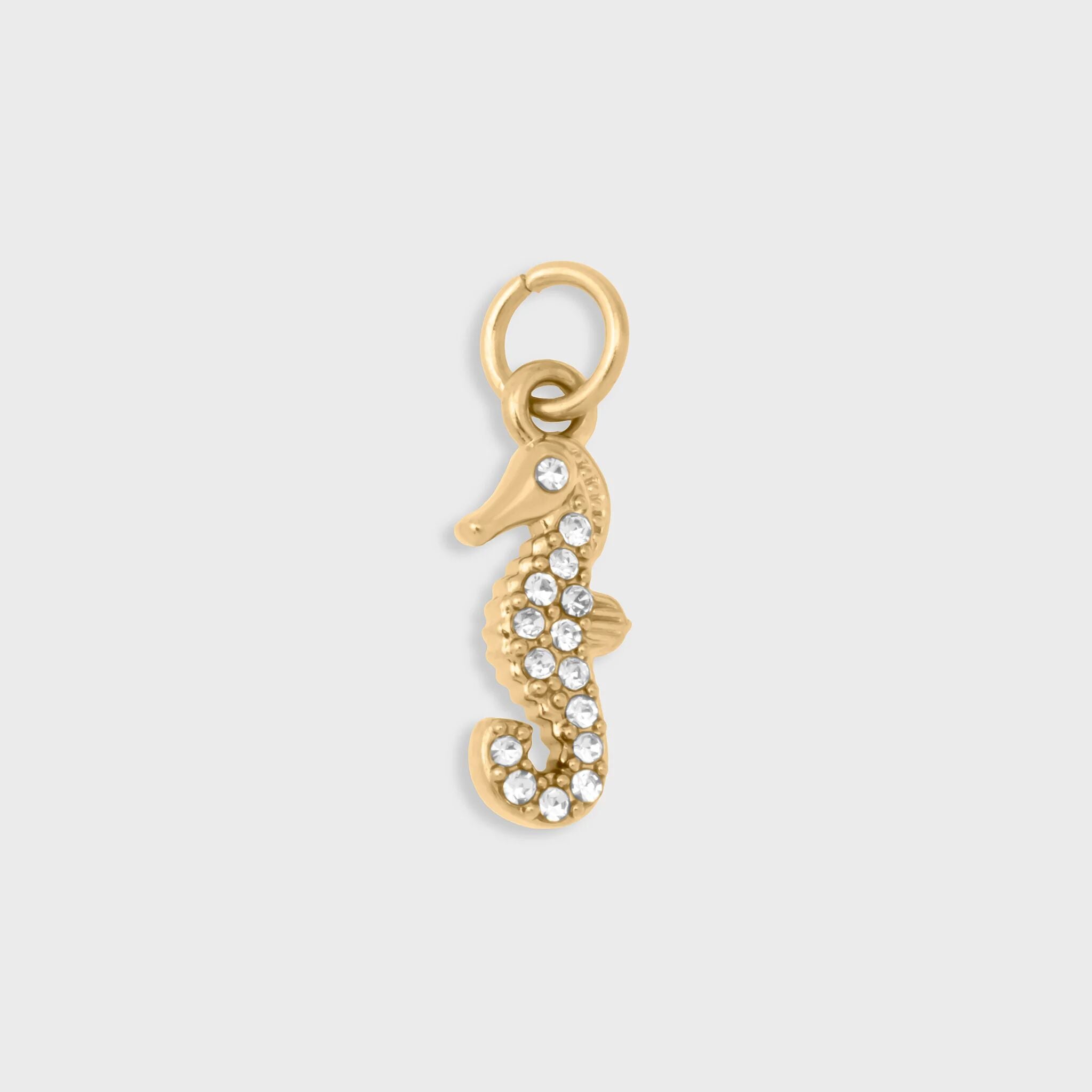 CZ Seahorse Charm- gold main 