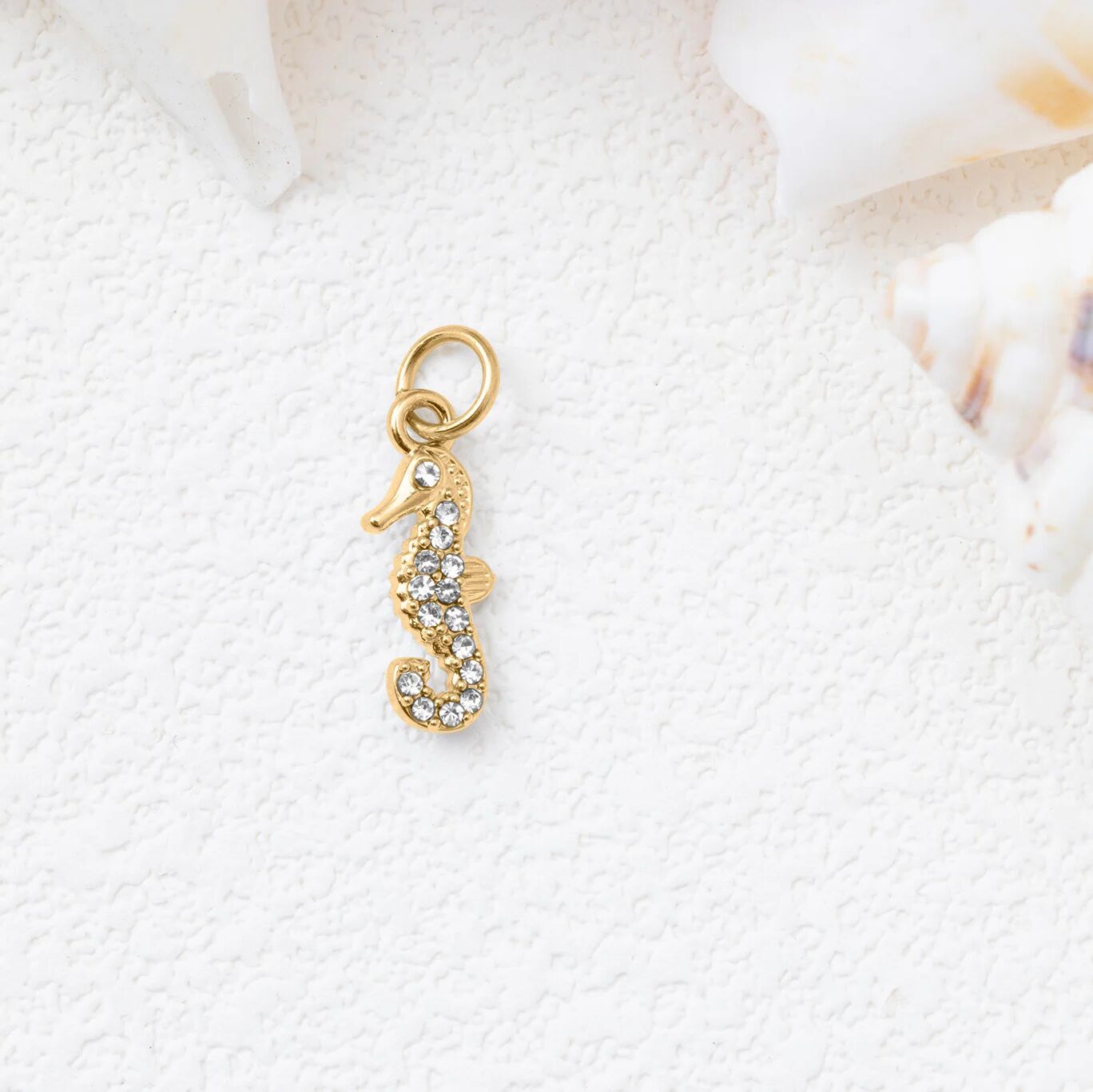 CZ Seahorse Charm- gold studio 