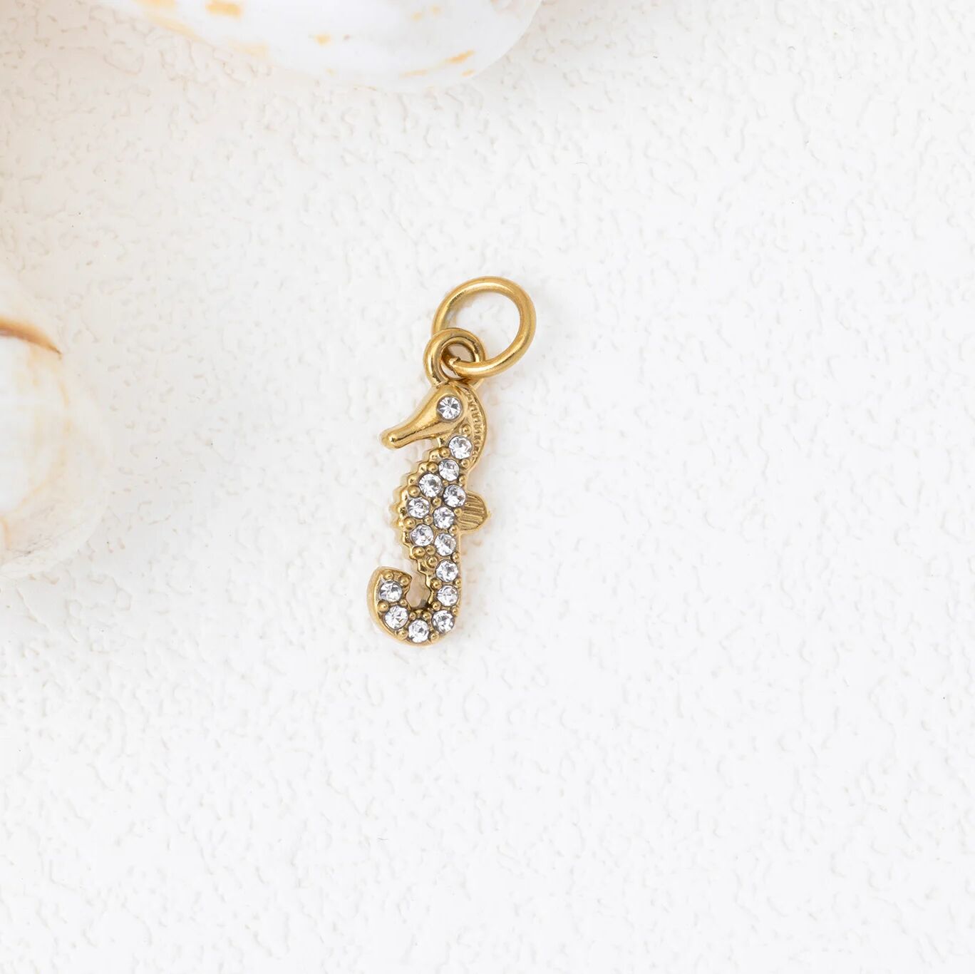 CZ Seahorse Charm- gold studio 