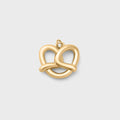 Gold pretzel pendant on a light gray background