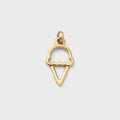 Gold ice cream cone pendant on a light gray background