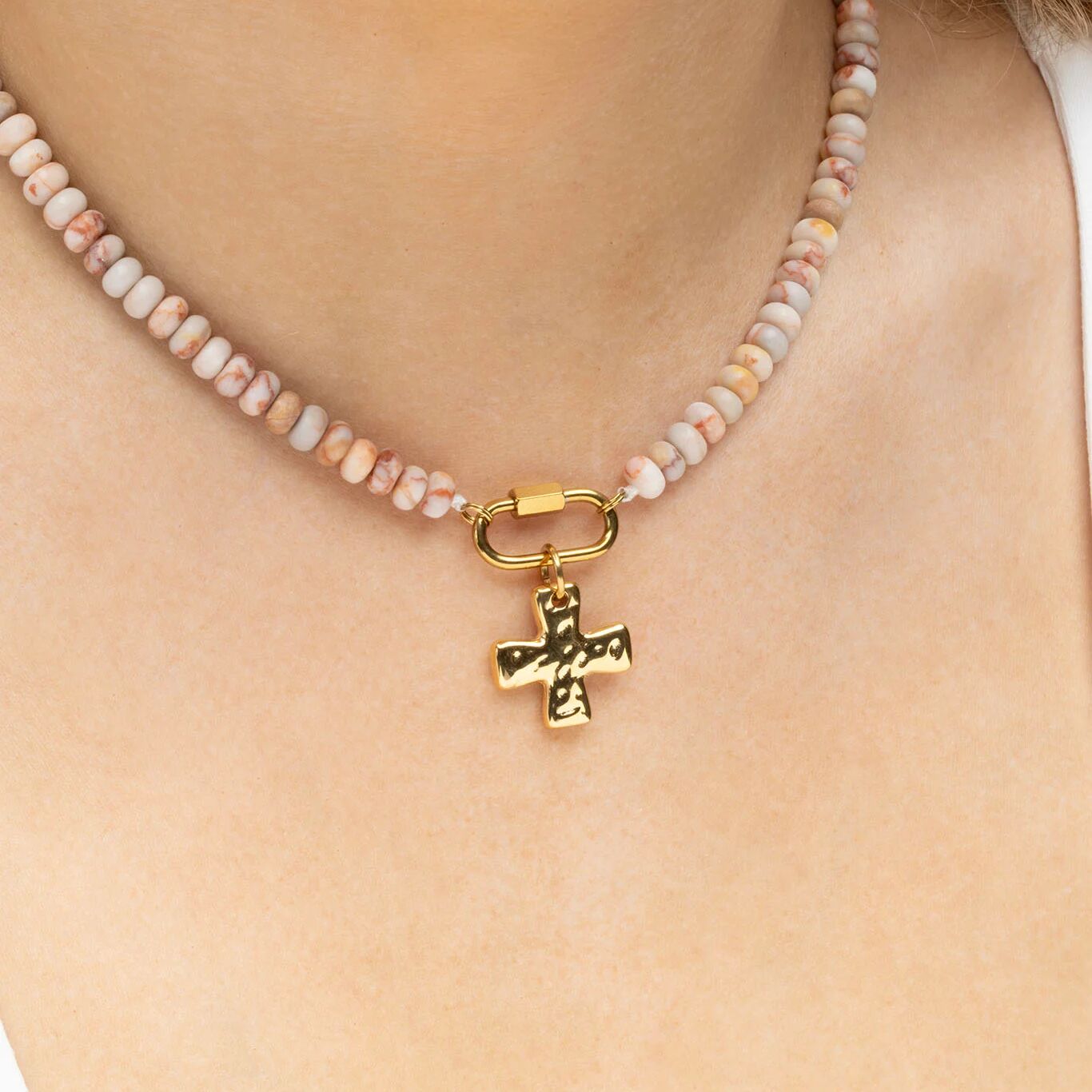 Textured Gold Cross Charm - Model