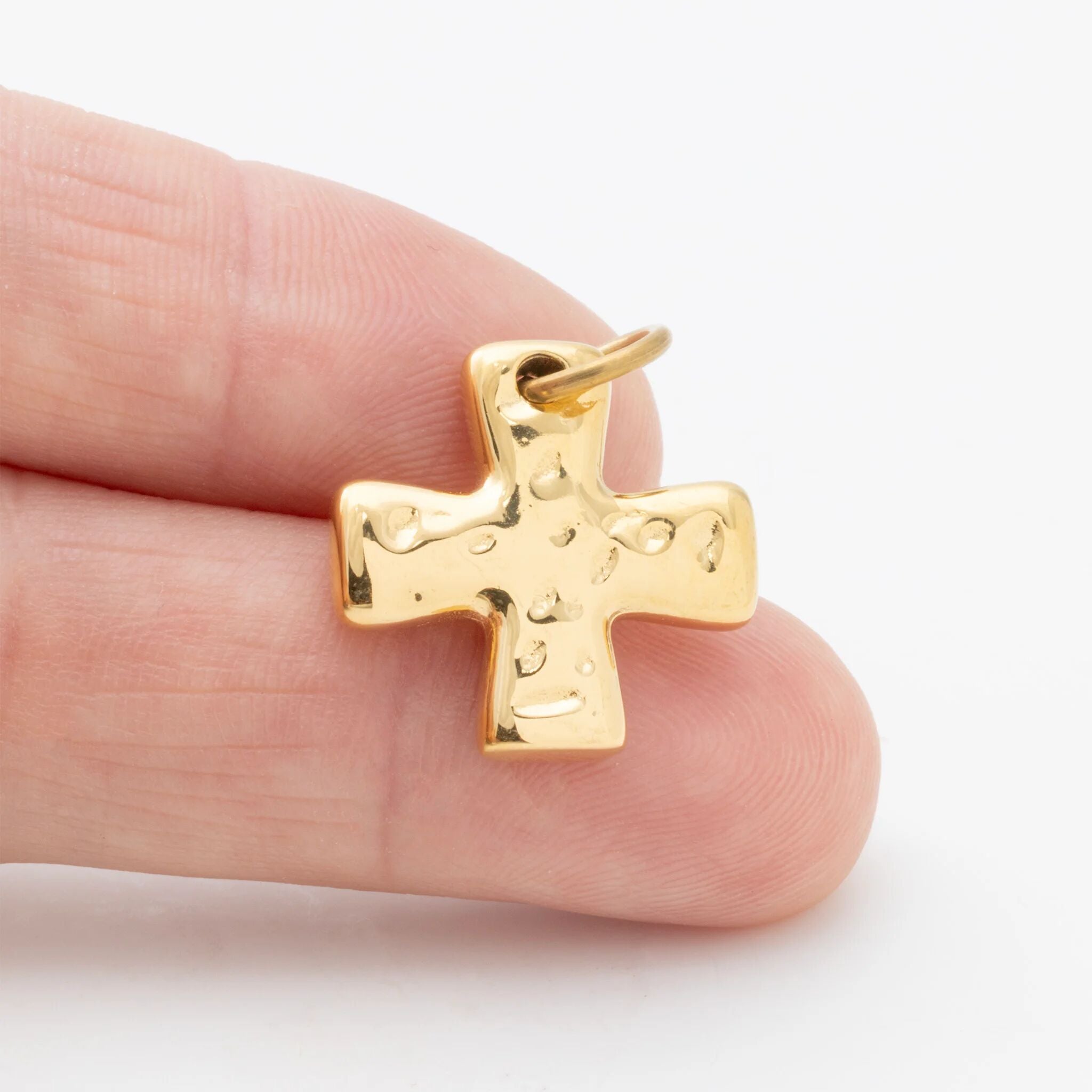 Textured Gold Cross Charm - Scale