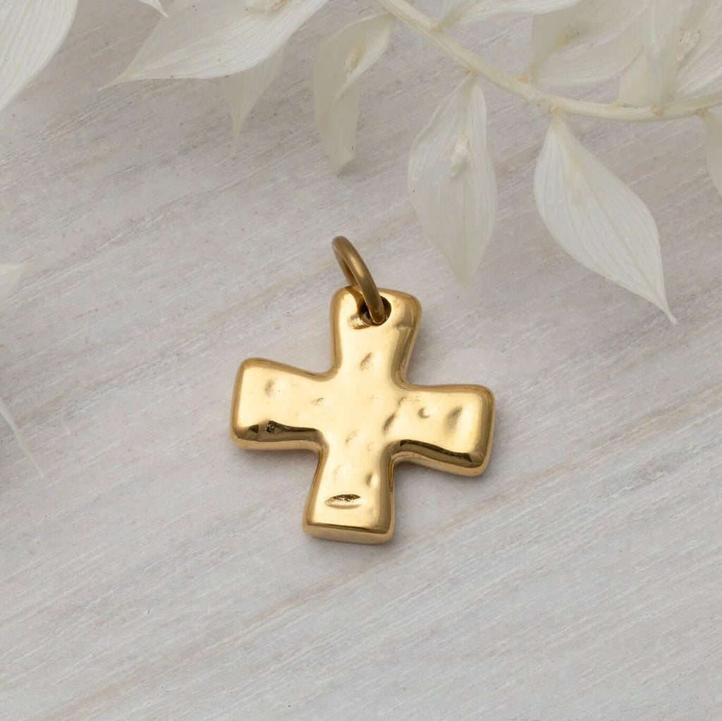 Textured Gold Cross Charm - Studio