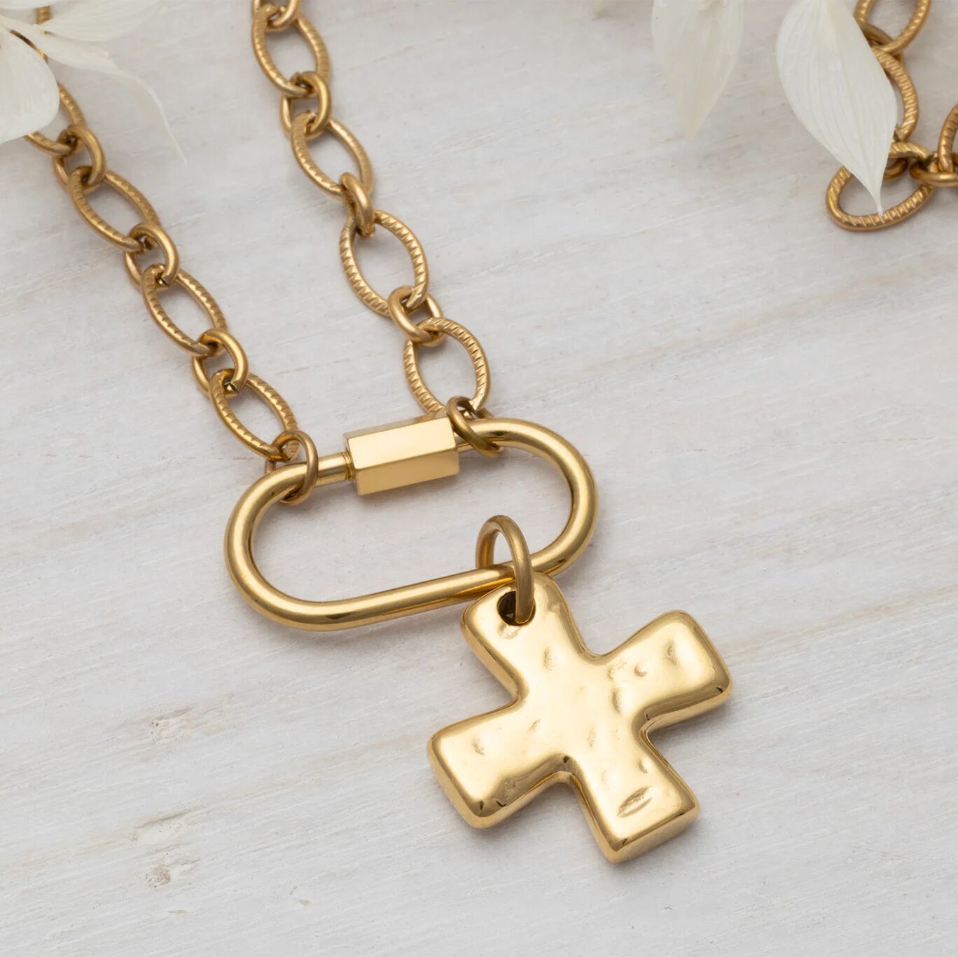 Textured Gold Cross Charm - Studio