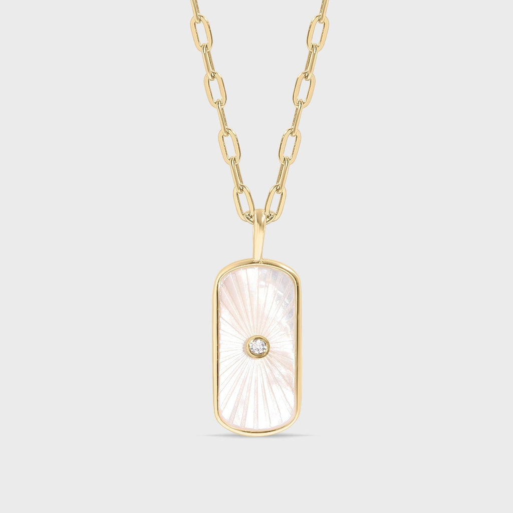 Mother of Pearl Sunburst Mystical Paperclip Chain Necklace