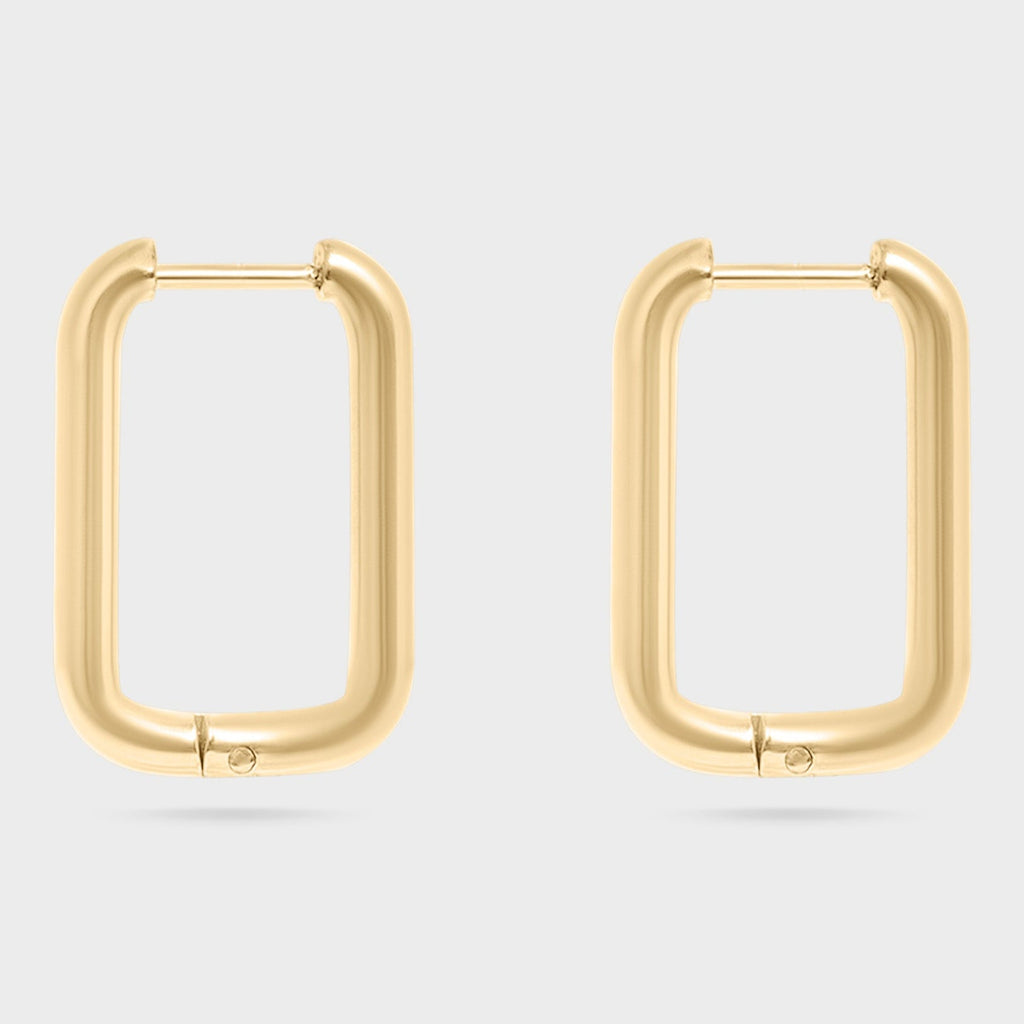 Rounded Rectangle Hoop Earrings