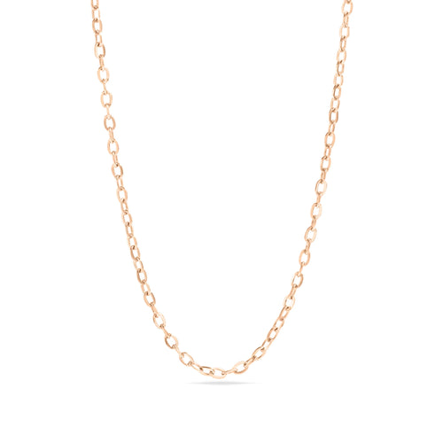 Rose gold chain necklace on a white background