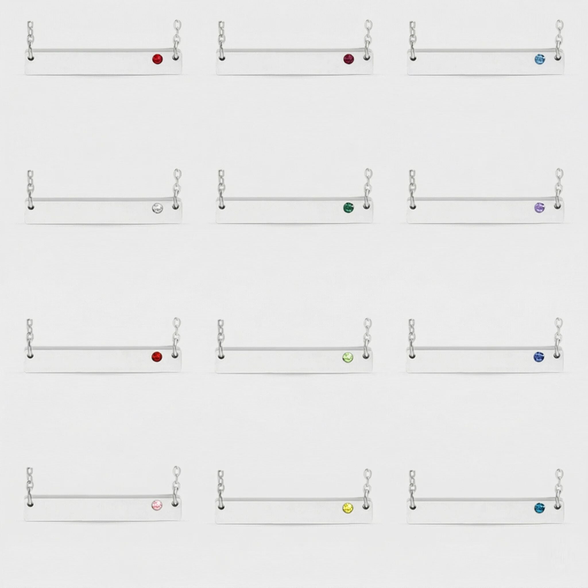 Set of necklace bar pendants displayed on a white background