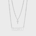 silver stainless steel blessed cross charm necklace