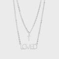stainless steel i am loved layered charm necklace