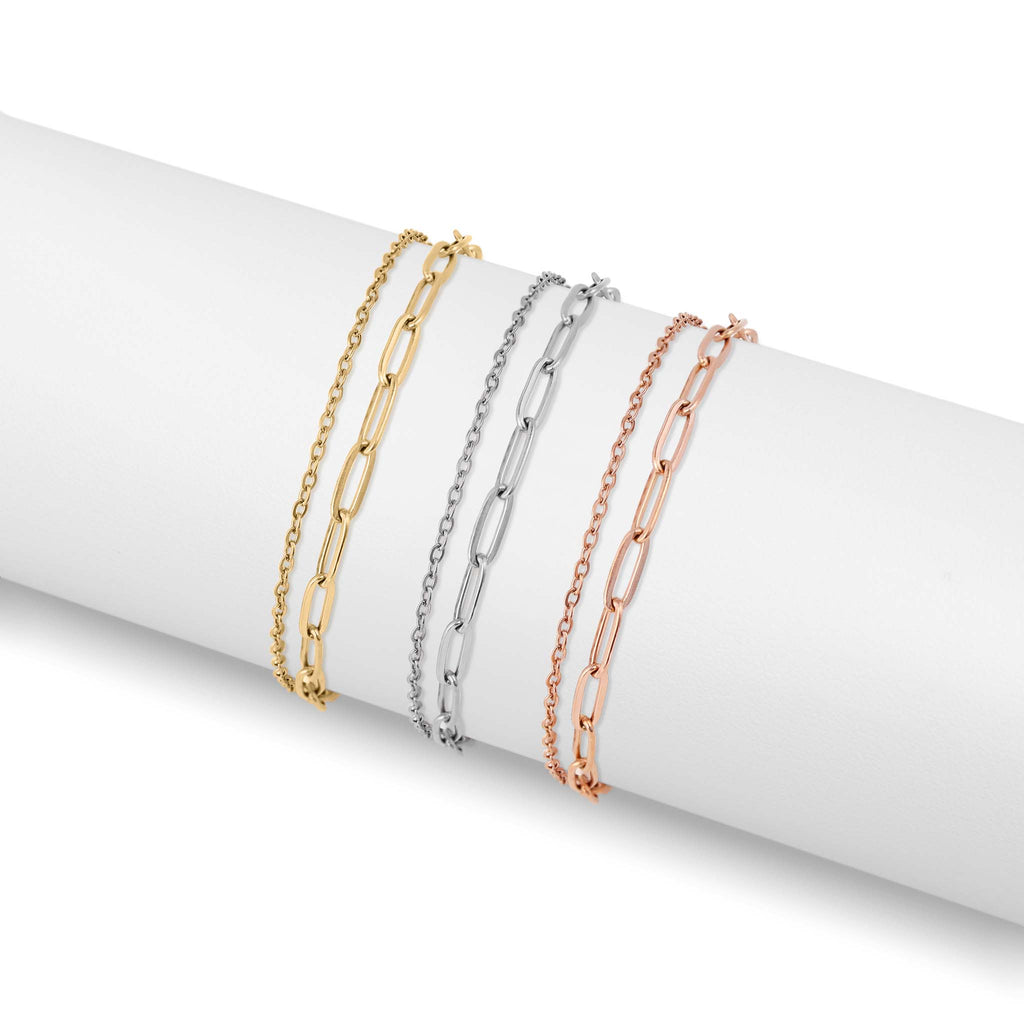 Layered Paperclip Chain Anklet