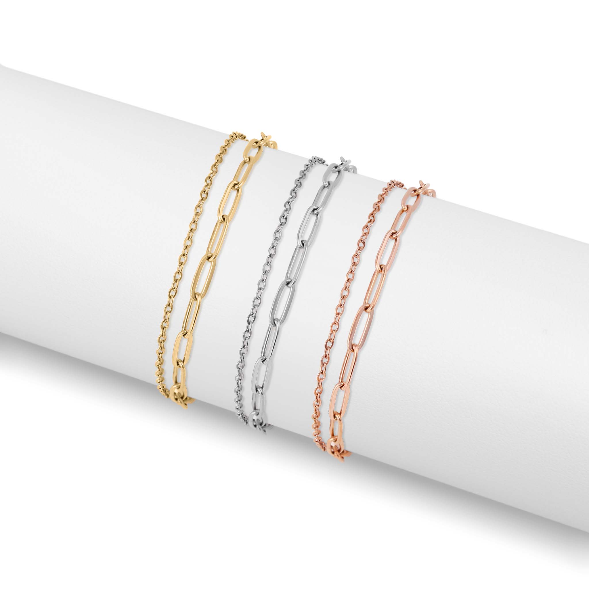 Layered Paperclip Chain Anklet