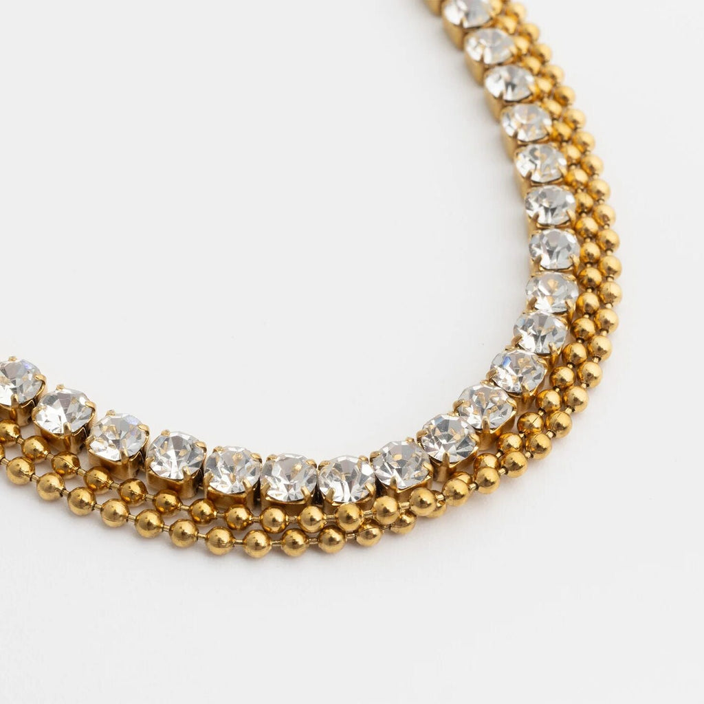 Layered Rhinestone Chain Anklet