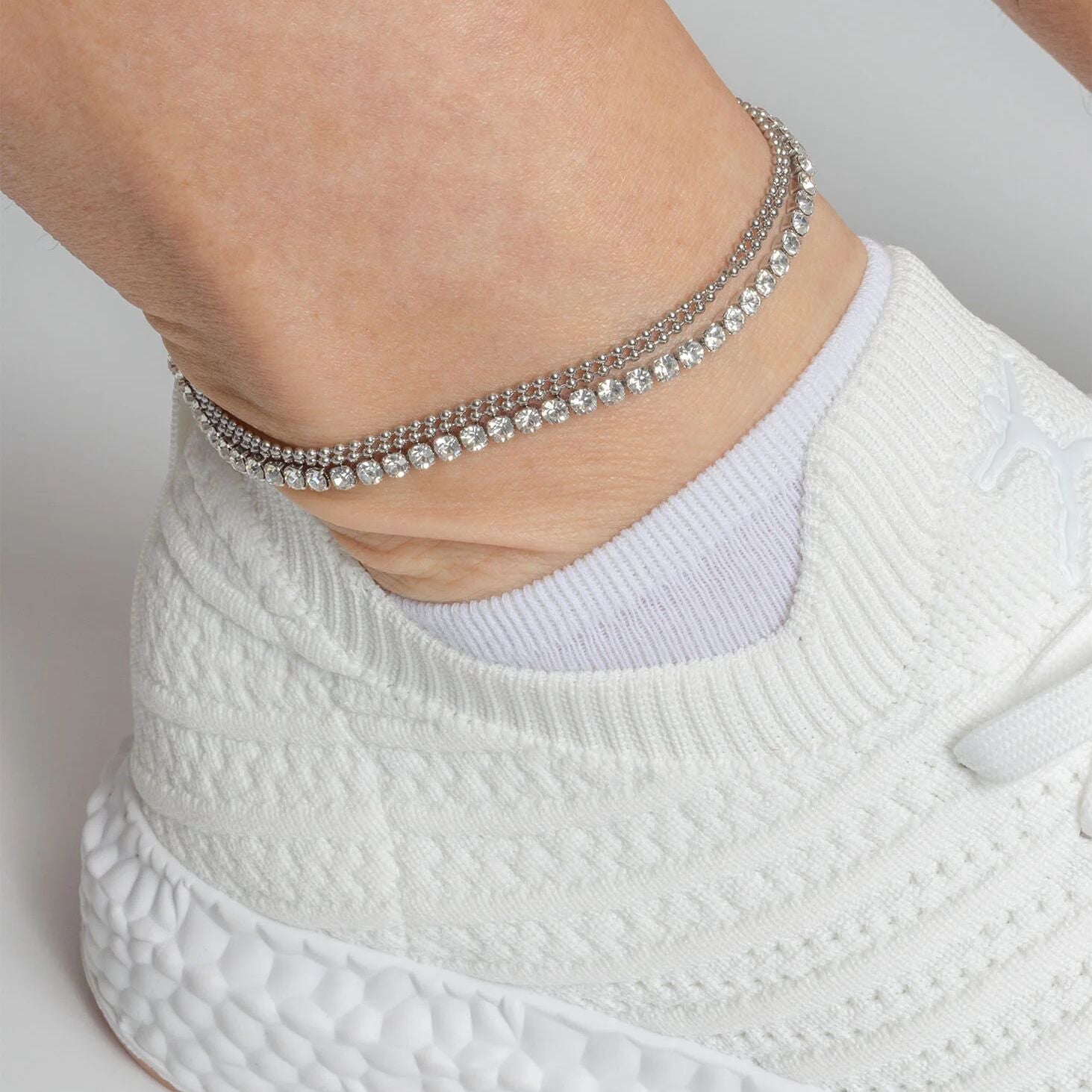 Layered Rhinestone Chain Anklet