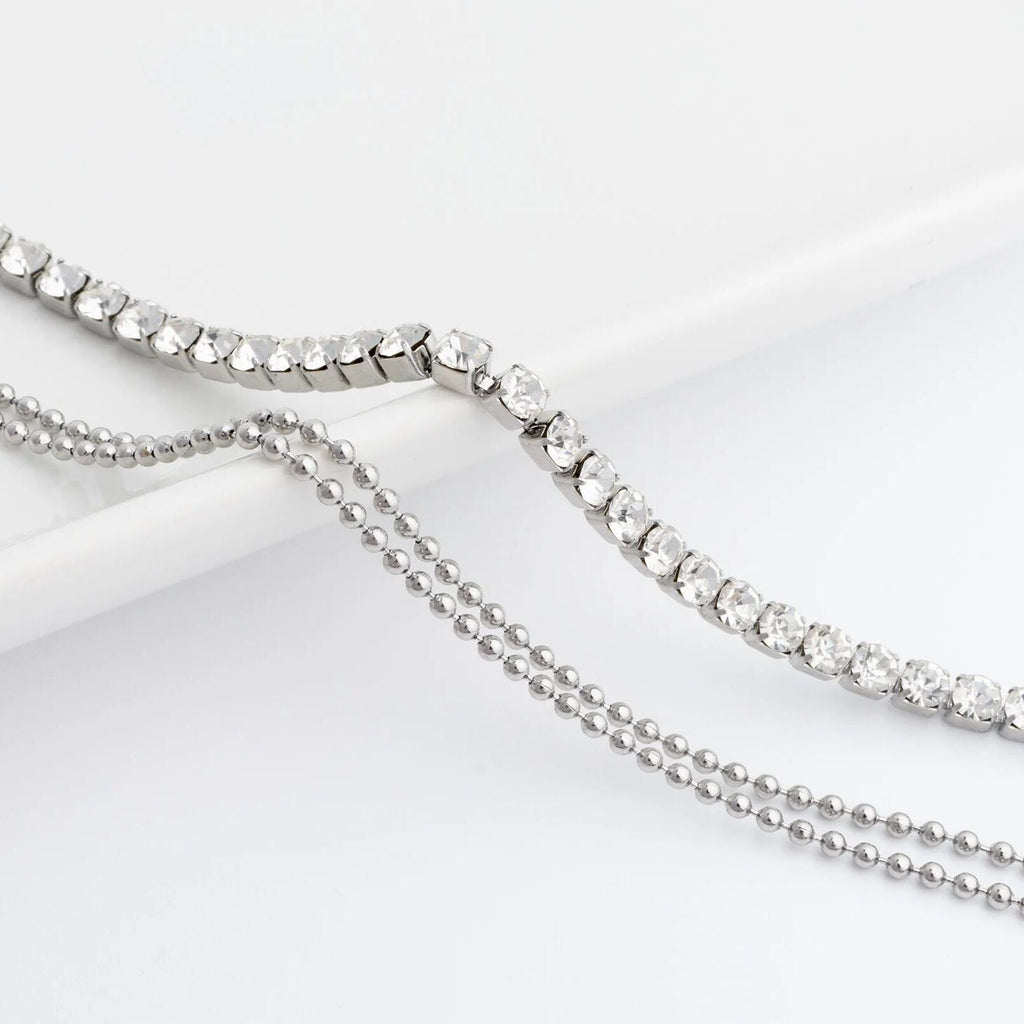 Layered Rhinestone Chain Anklet